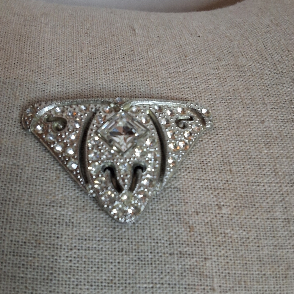 Vintage Rhinestone Dress Clips Triangle Clip Set Bridal Glam Old Hollywood - Picture 5 of 16